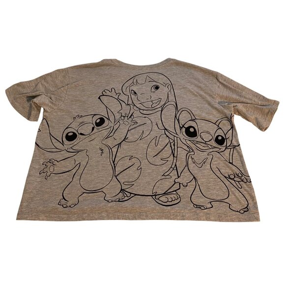 Disney Stitch Ohana Means Family Heather Gray Womens Crop Top XXL Y2K Workout - Picture 8 of 9